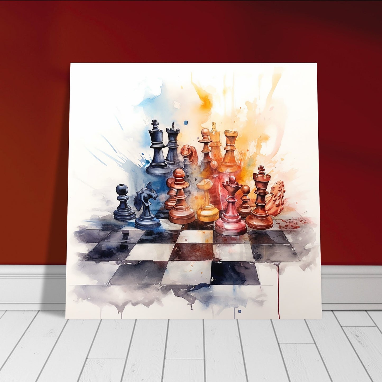 Watercolor Chess Premium Matte Paper Poster