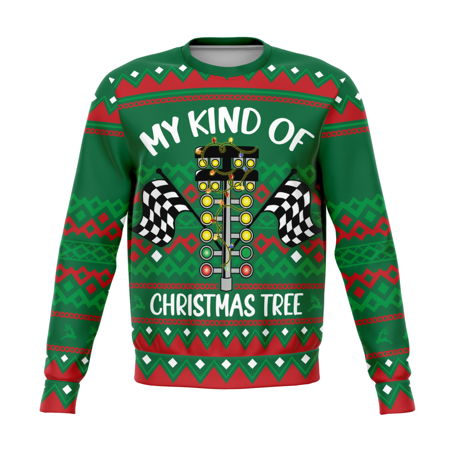 Drag Racing My Kind of Christmas Tree Ugly Christmas Sweatshirt