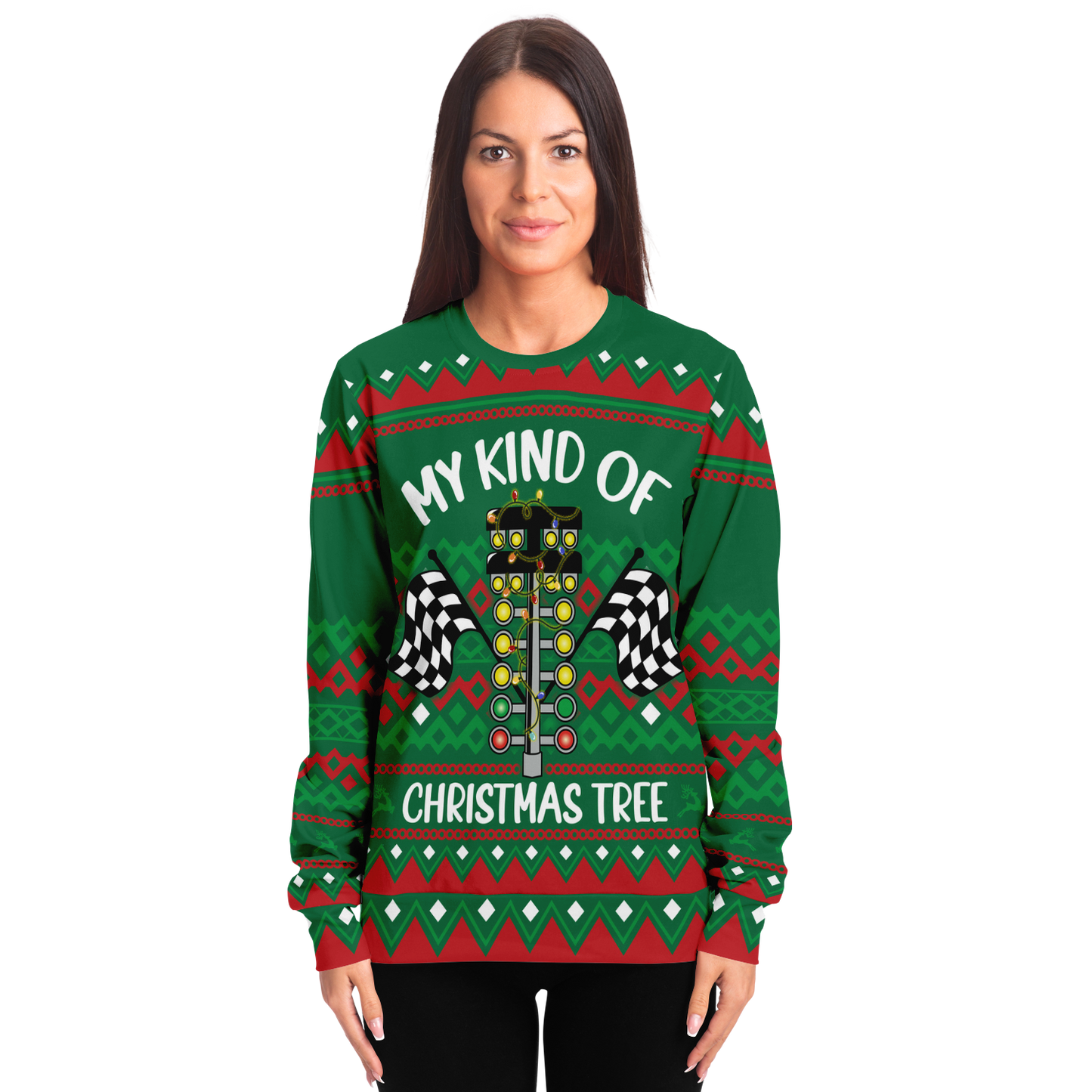 Drag Racing My Kind of Christmas Tree Ugly Christmas Sweatshirt