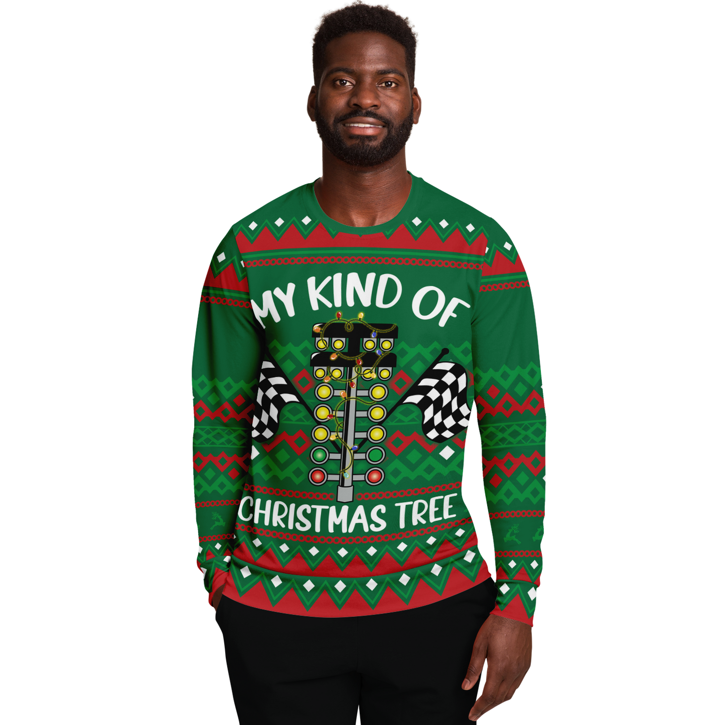 Drag Racing My Kind of Christmas Tree Ugly Christmas Sweatshirt