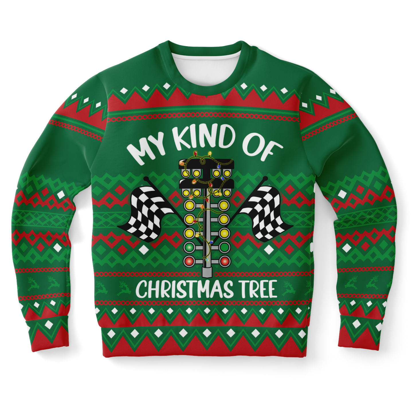 Drag Racing My Kind of Christmas Tree Ugly Christmas Sweatshirt