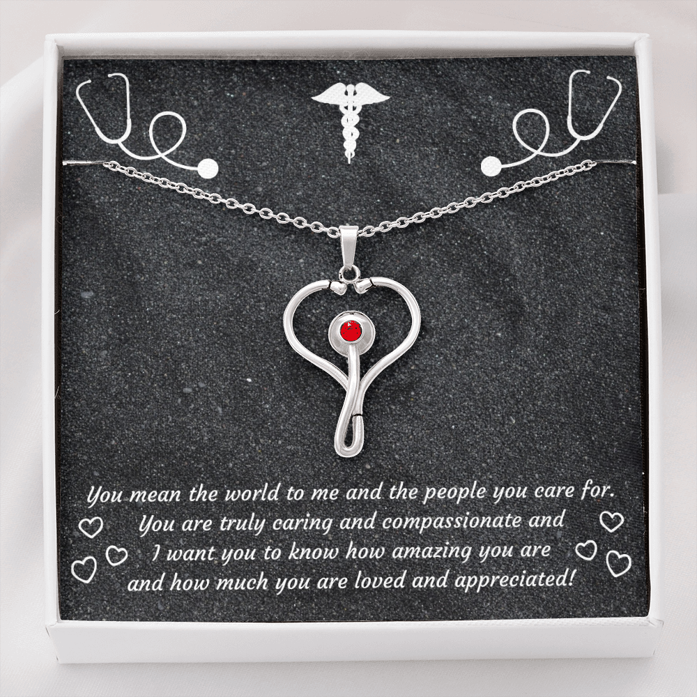 Stethoscope Pendant and Necklace SS With Swarovski Crystal