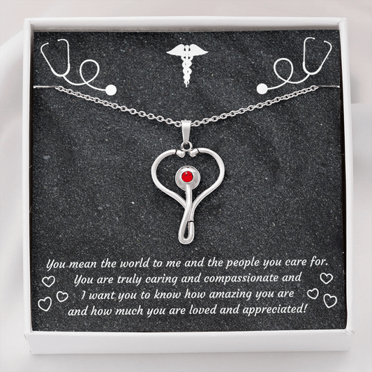 Stethoscope Pendant and Necklace SS With Swarovski Crystal