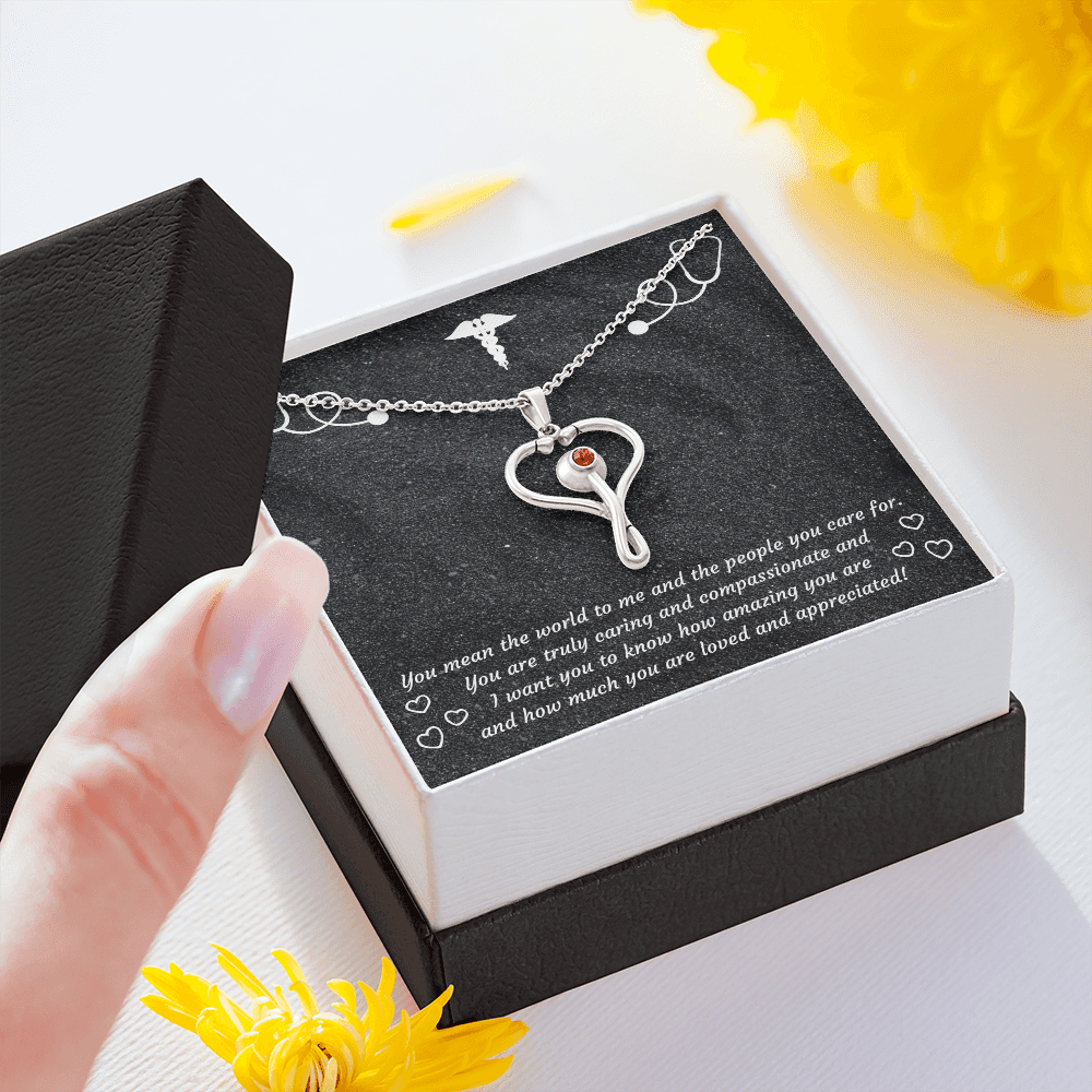 Stethoscope Pendant and Necklace SS With Swarovski Crystal