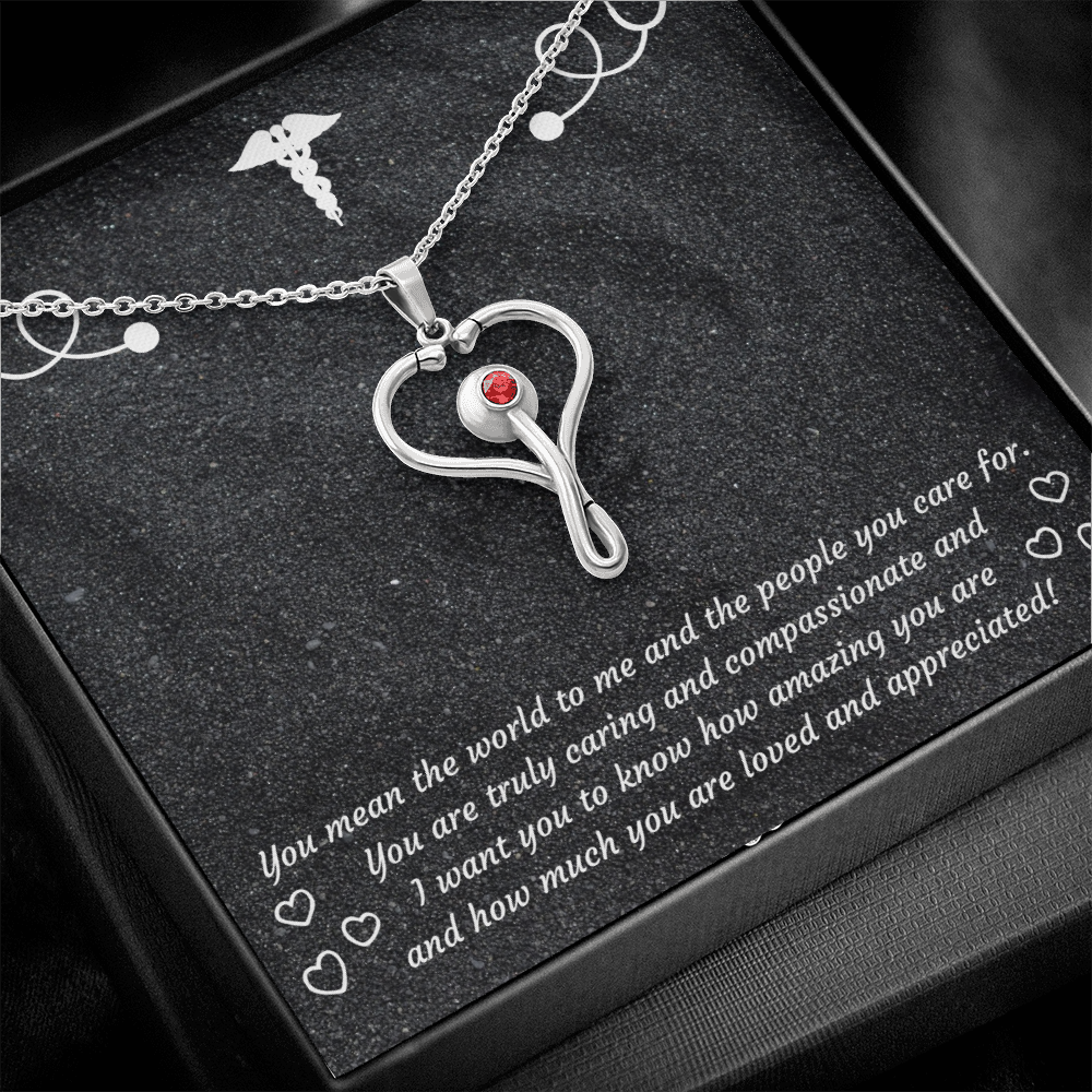 Stethoscope Pendant and Necklace SS With Swarovski Crystal