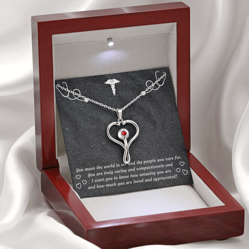 Stethoscope Pendant and Necklace SS With Swarovski Crystal