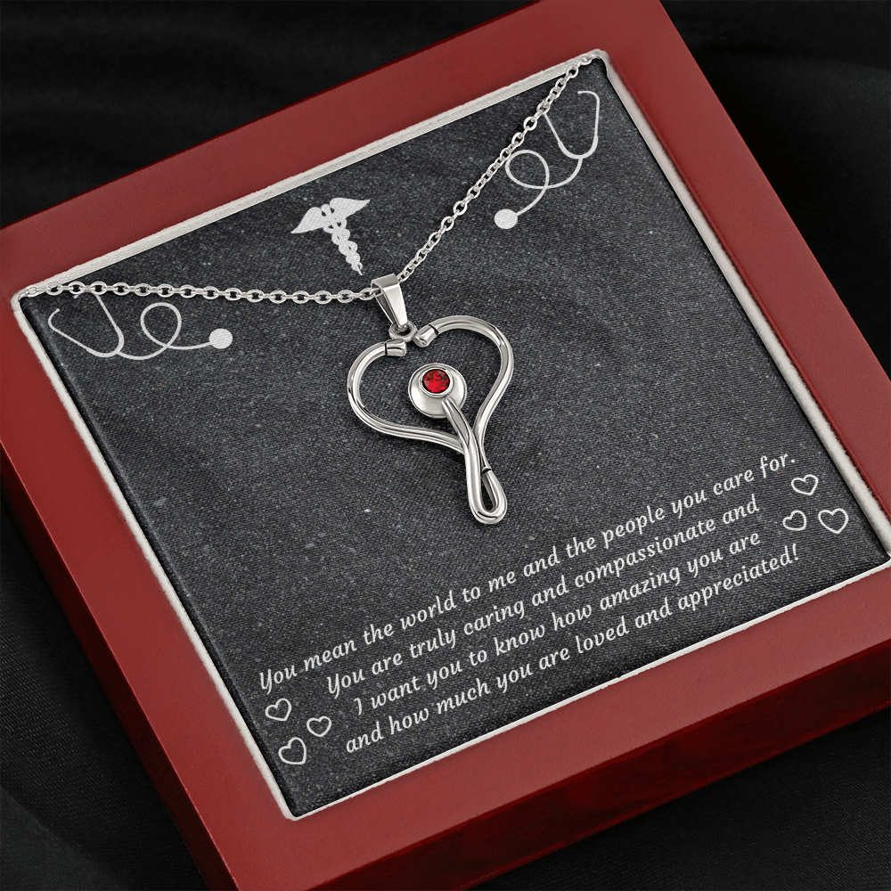 Stethoscope Pendant and Necklace SS With Swarovski Crystal