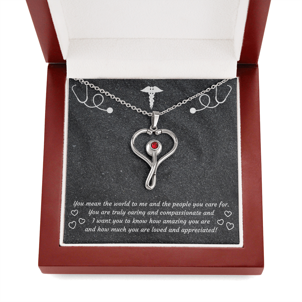 Stethoscope Pendant and Necklace SS With Swarovski Crystal