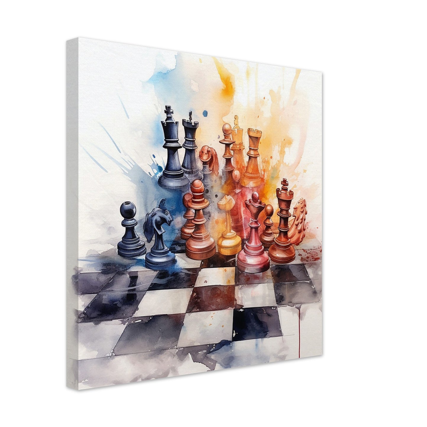 Watercolor Chess Splash Canvas