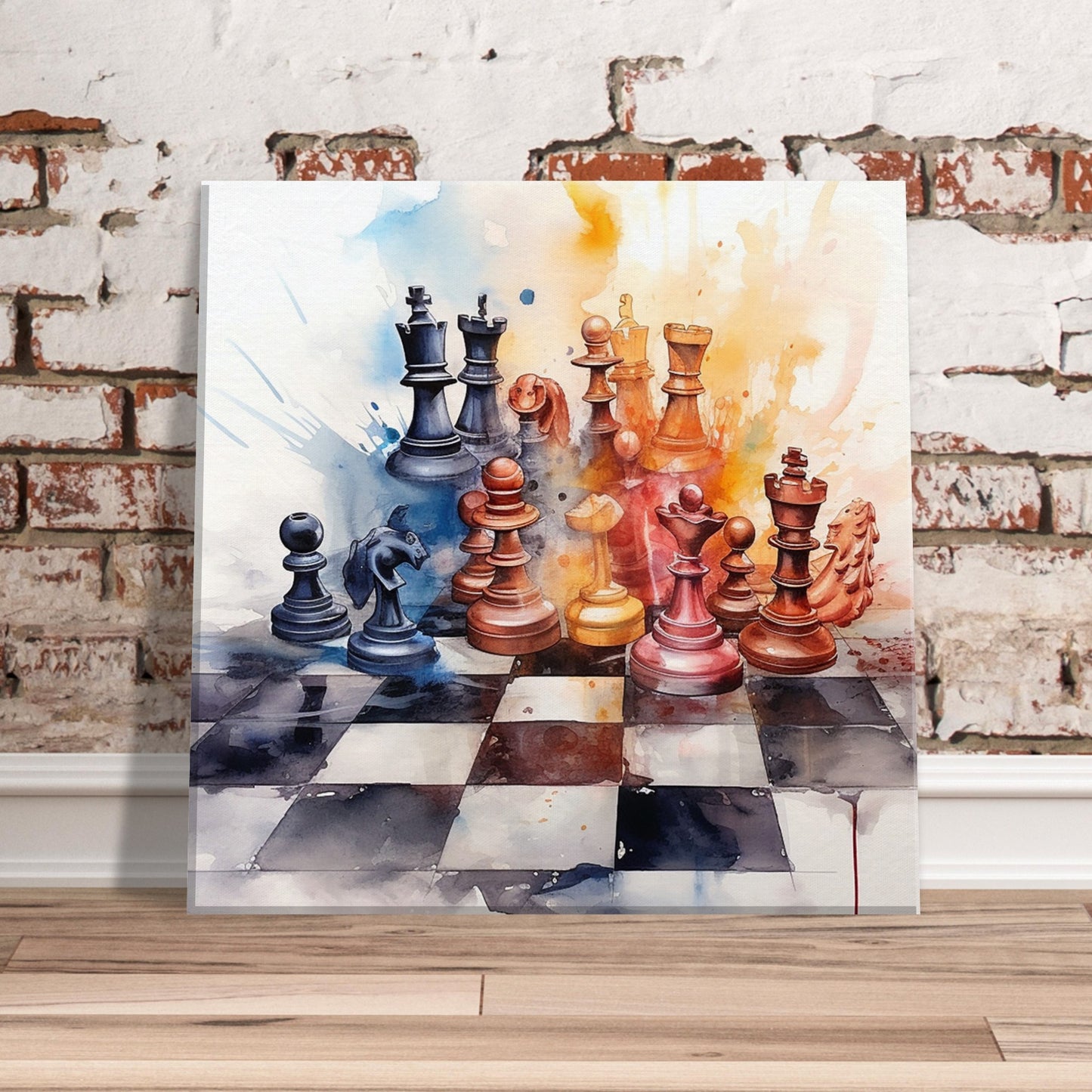 Watercolor Chess Splash Canvas