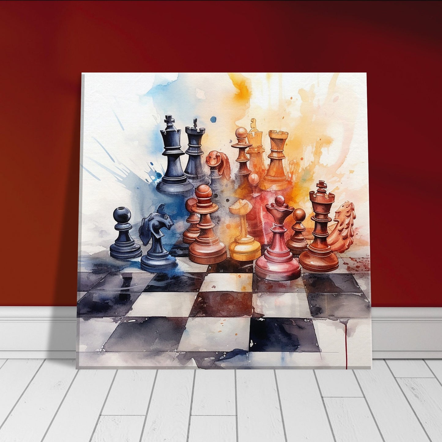 Watercolor Chess Splash Canvas