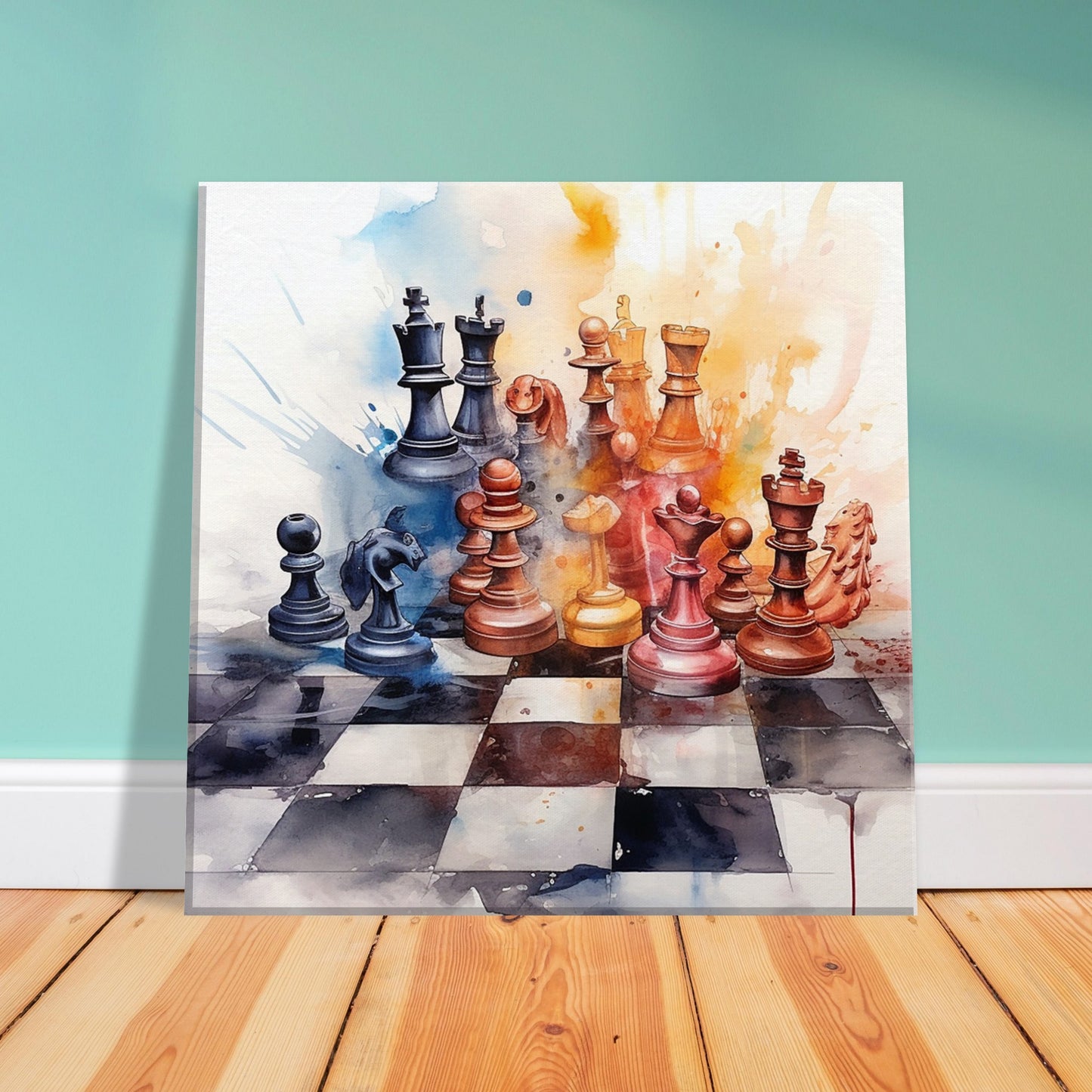 Watercolor Chess Splash Canvas