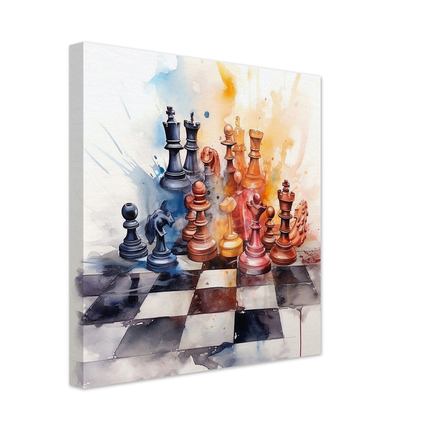 Watercolor Chess Splash Canvas