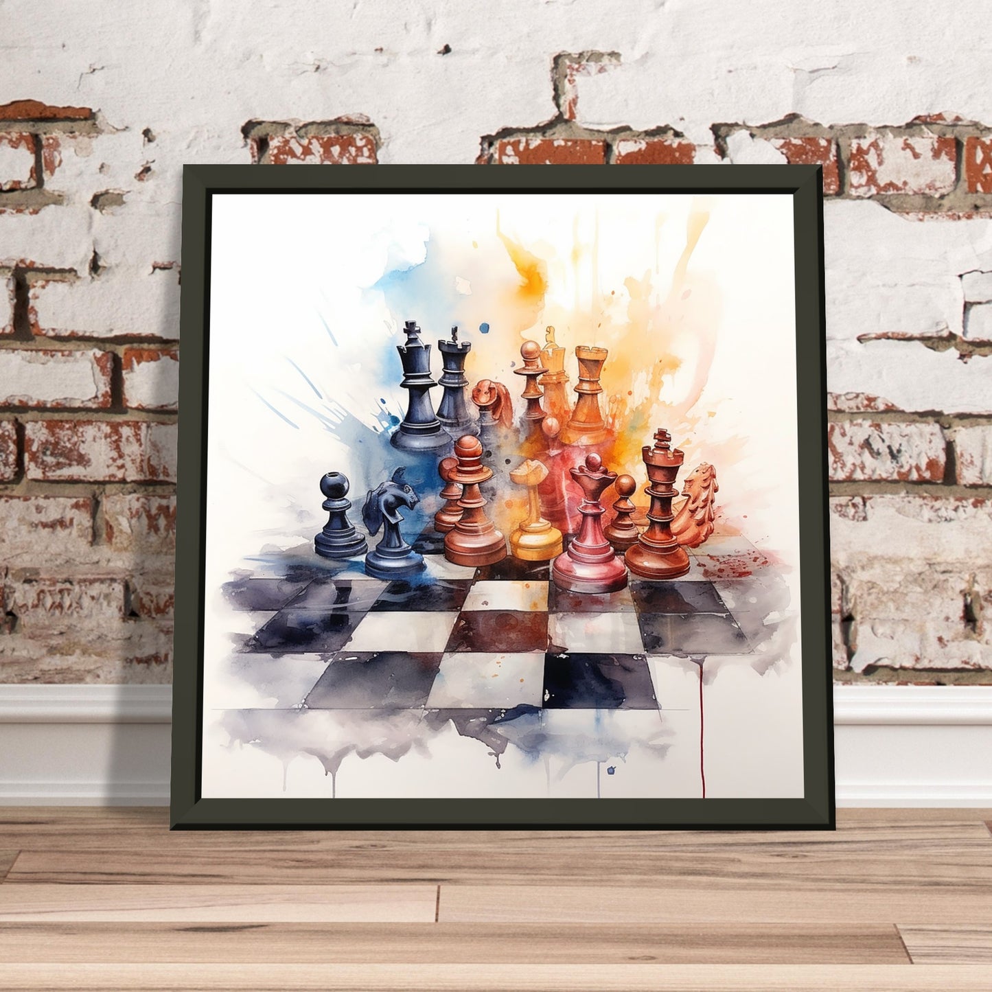 Watercolor Chess Premium Metal Framed Poster