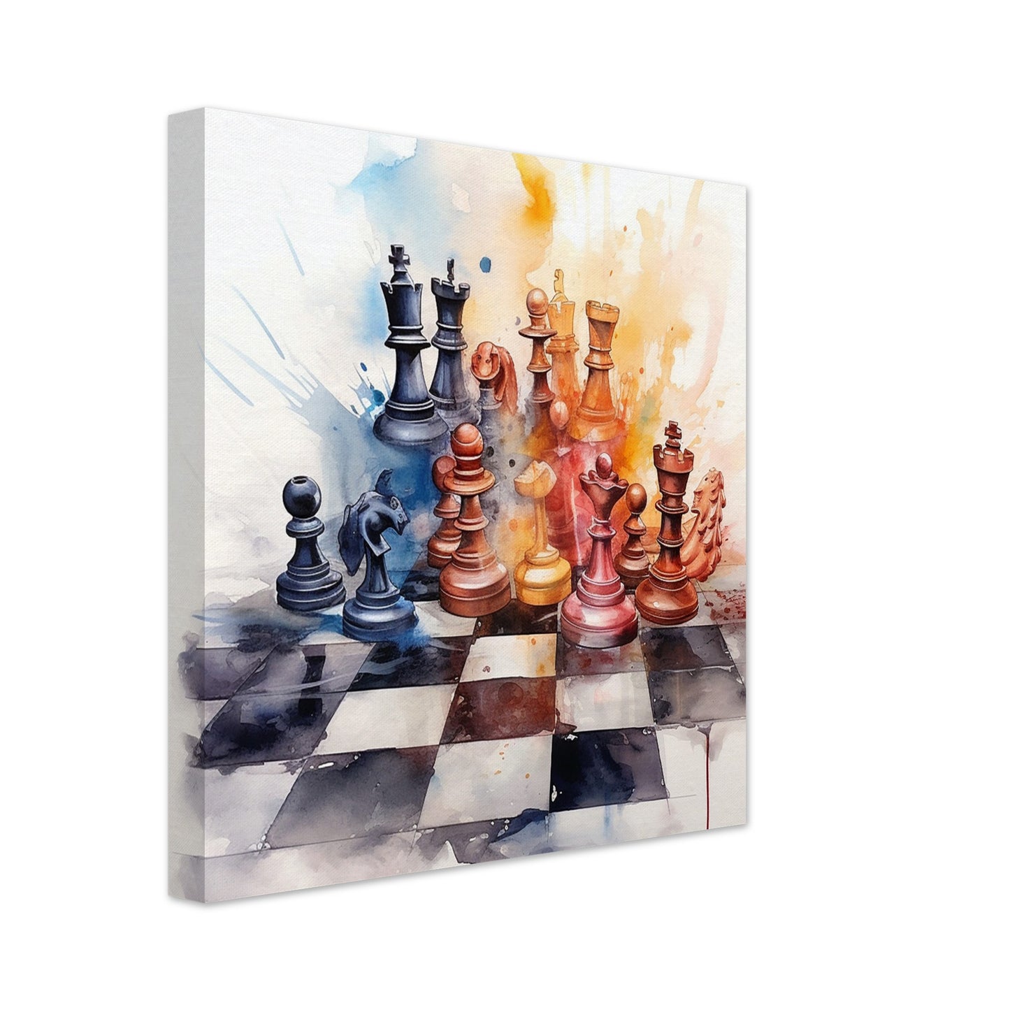 Watercolor Chess Splash Canvas