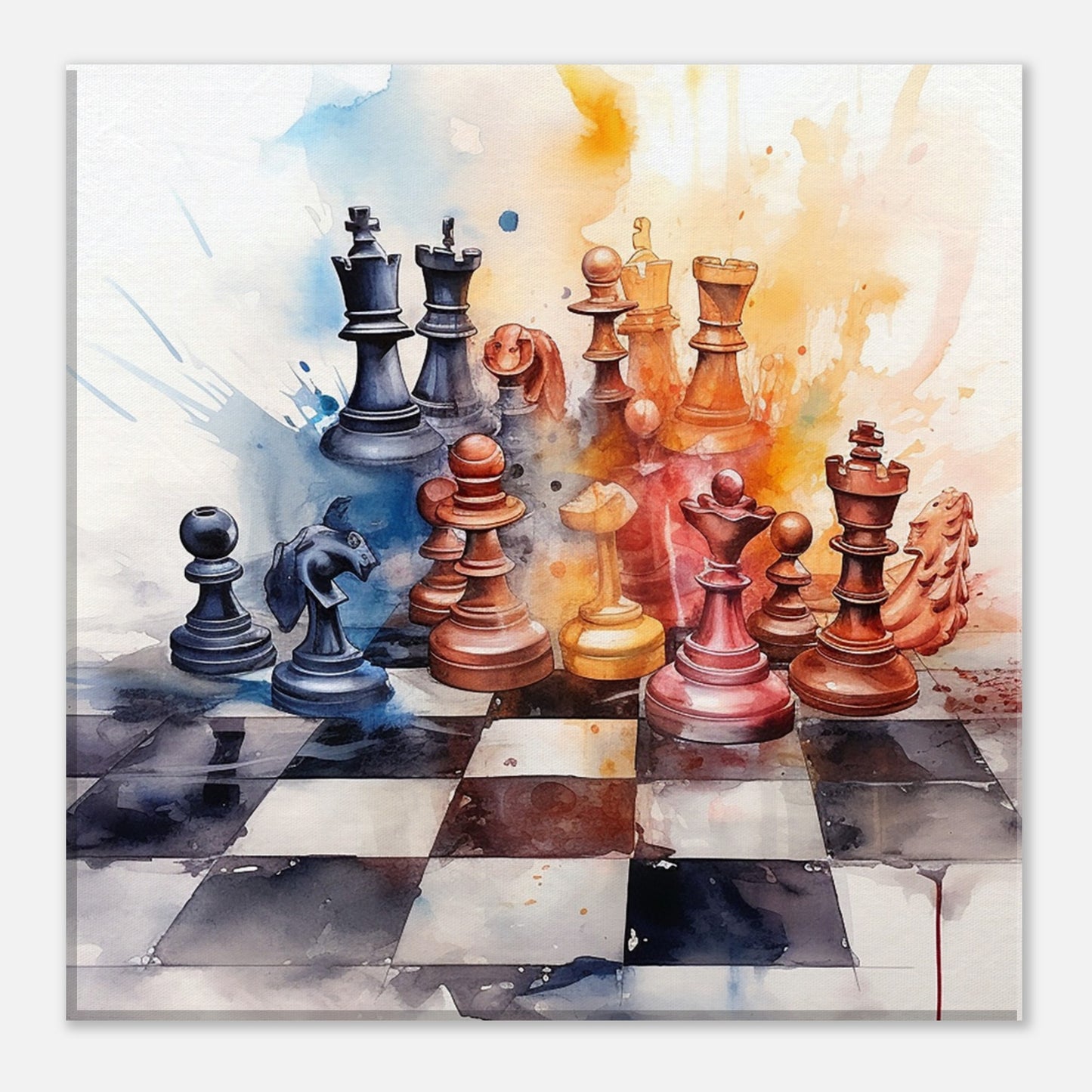 Watercolor Chess Splash Canvas