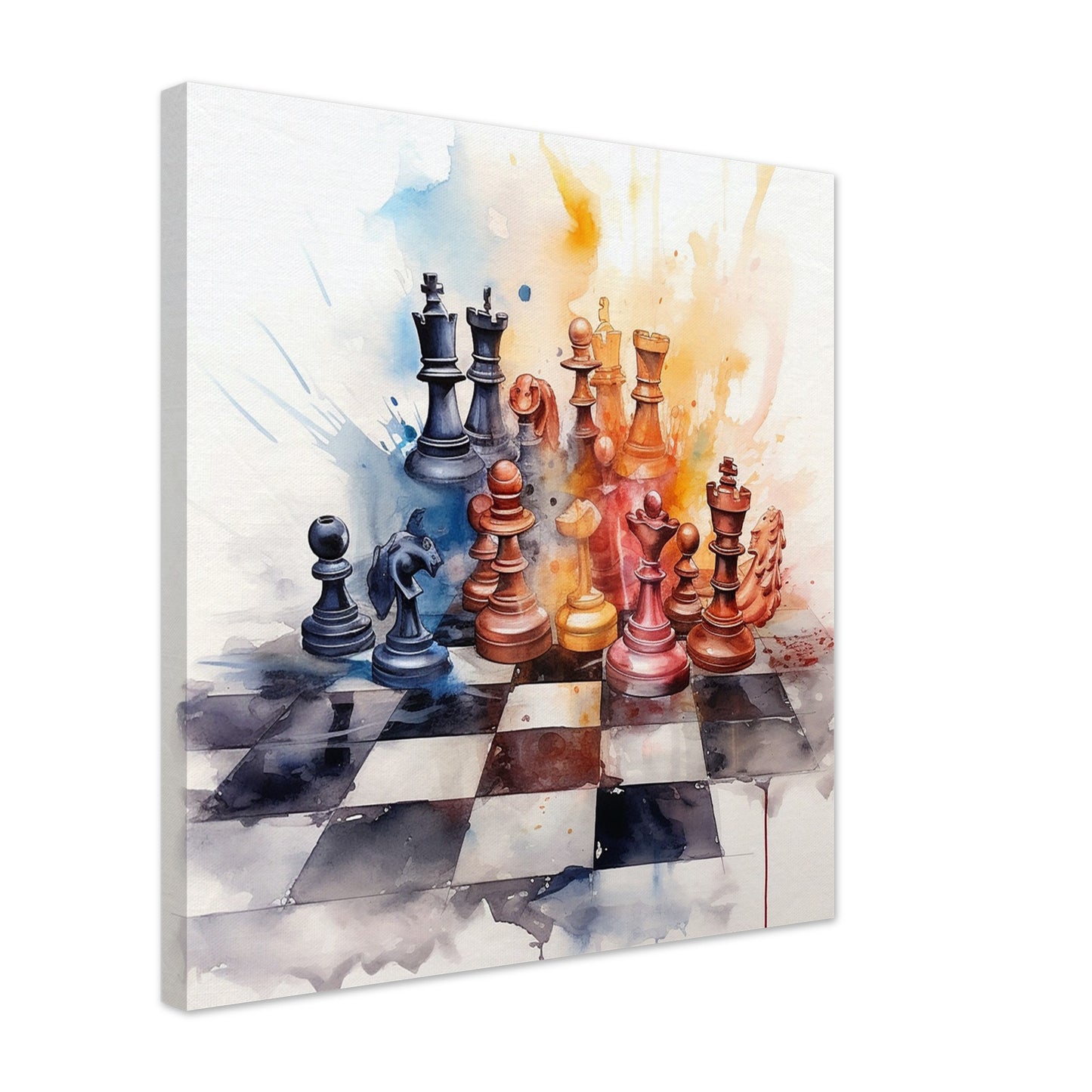 Watercolor Chess Splash Canvas