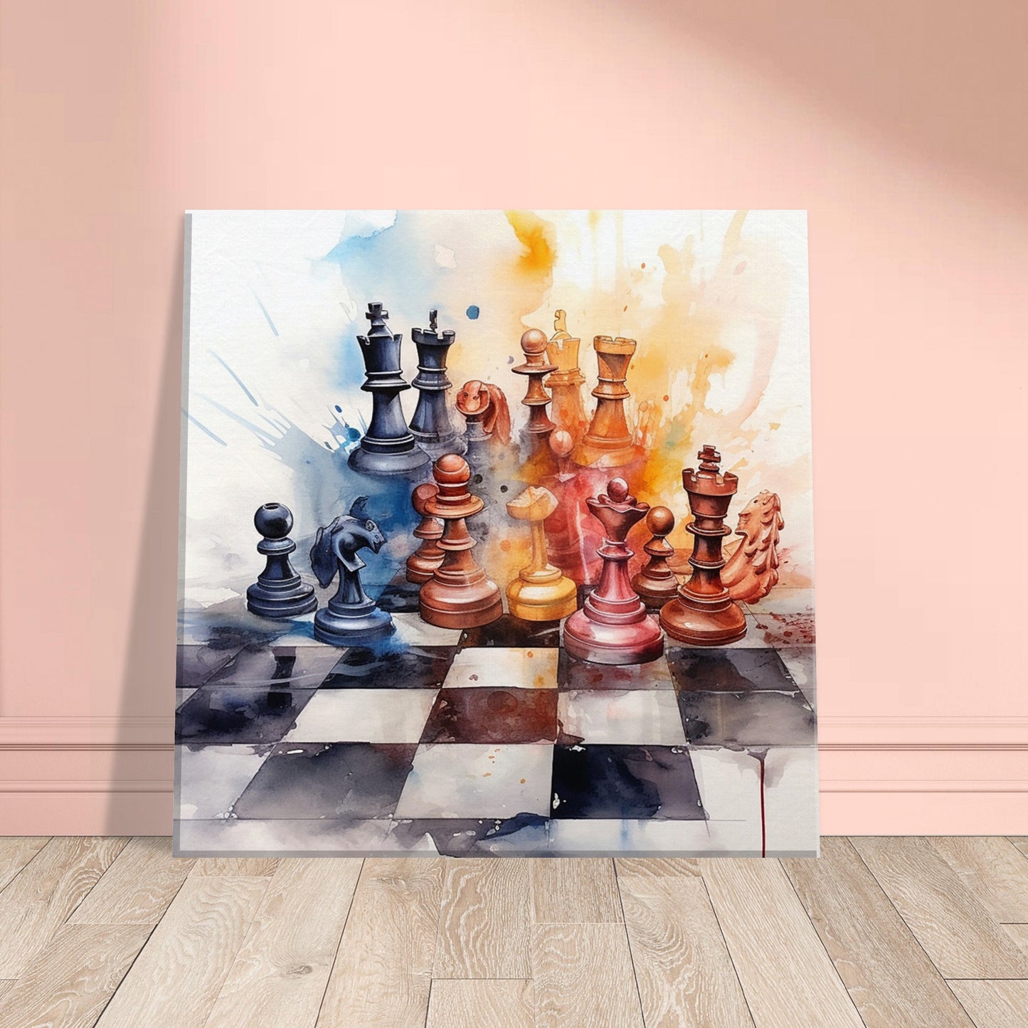 Watercolor Chess Splash Canvas